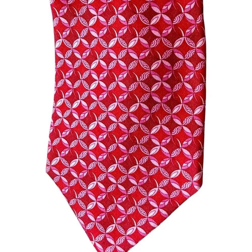 Ermenegildo Zegna Modern 3” Red Geometric Silk Tie